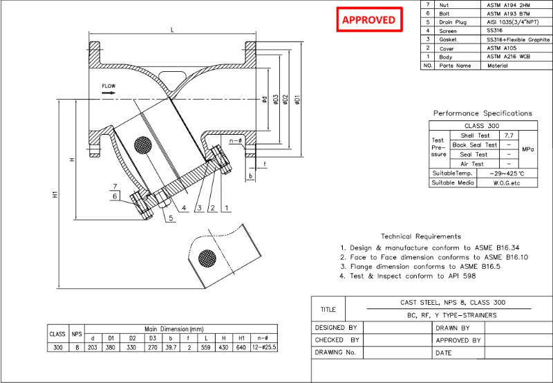 Cast Steel Y Type Strainer