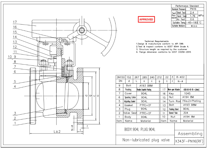 Non-lubricated Plug Valve